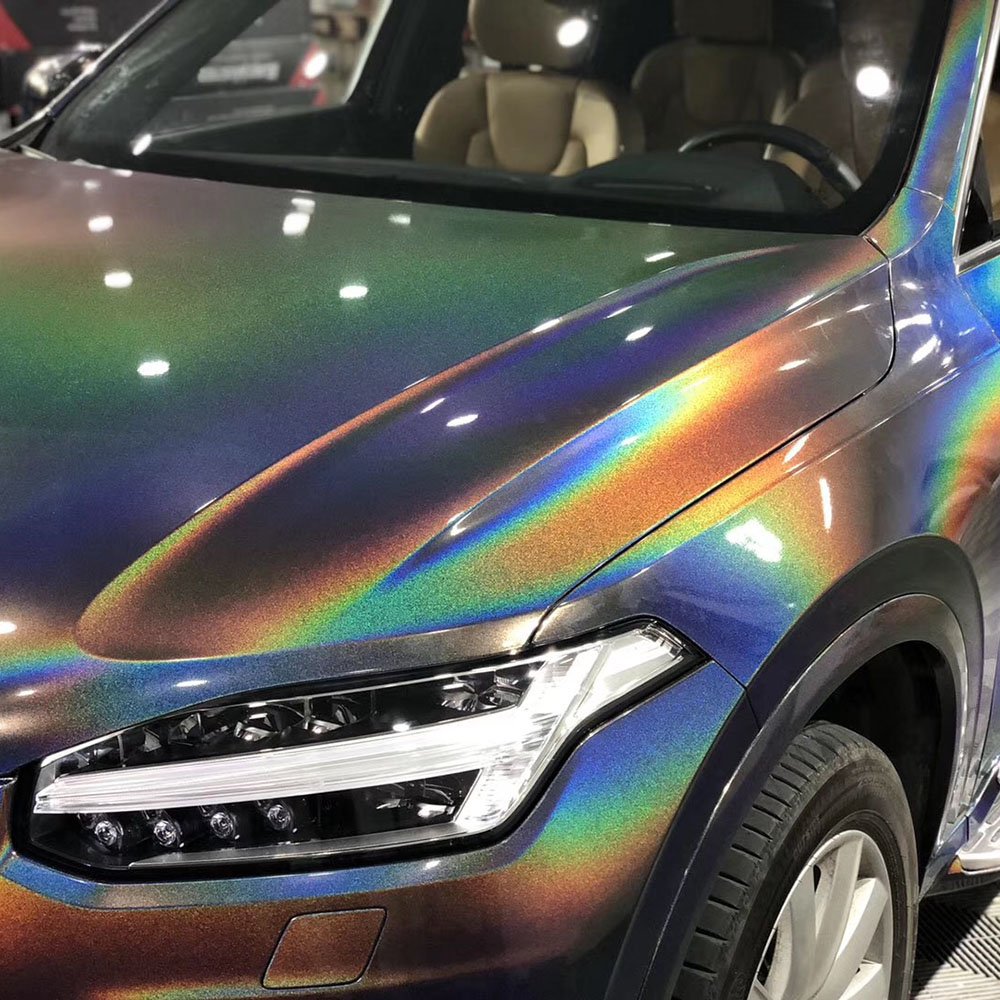 WRAPMASTER 1.42 *18m Rainbow Grey Holographic Chrome Custom Car Vinyl Wrap