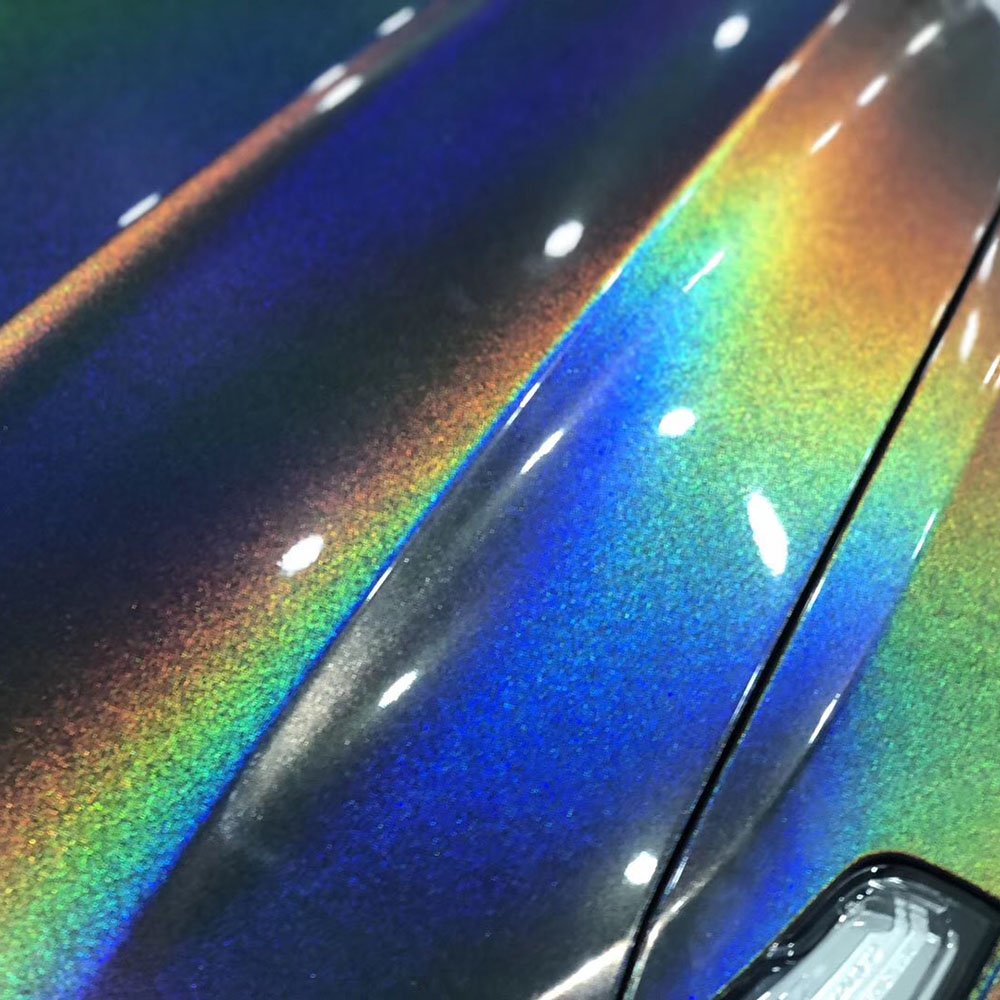 WRAPMASTER 1.42 *18m Rainbow Grey Holographic Chrome Custom Car Vinyl Wrap