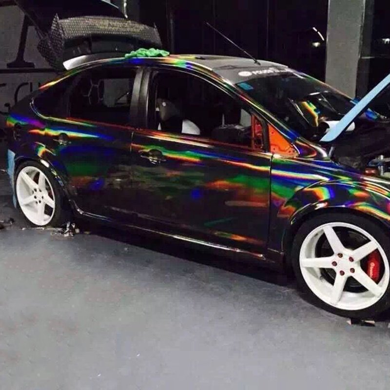 WRAPMASTER 1.42 *18m Rainbow Grey Holographic Chrome Custom Car Vinyl Wrap