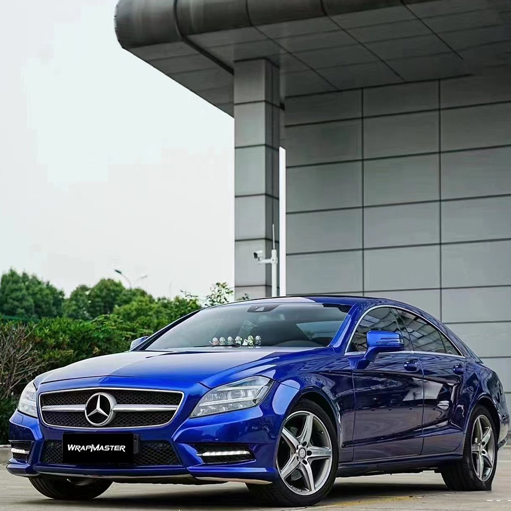 WRAPMASTER 5*59 feet PET gloss liquid ocean blue vehicle vinyl wrap for car films