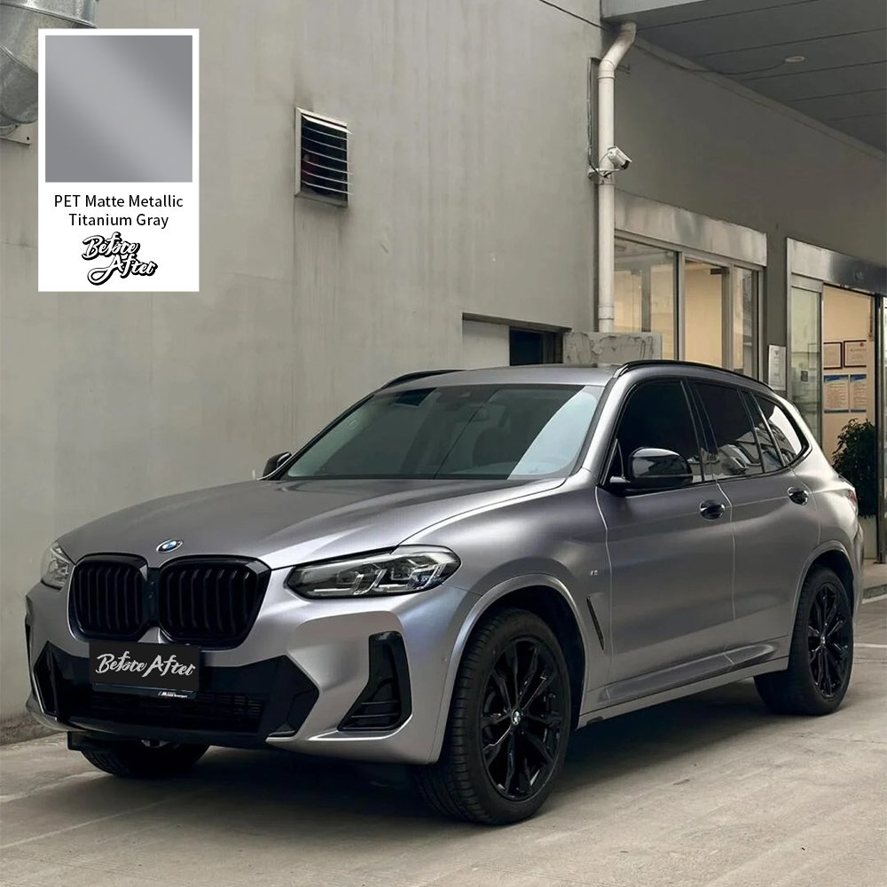 BeforeAfter 1.52*17M Waterproof Car Decorative Film Satin Metallic PET Matte Metallic Titanium Gray Vinyl Wrap Car