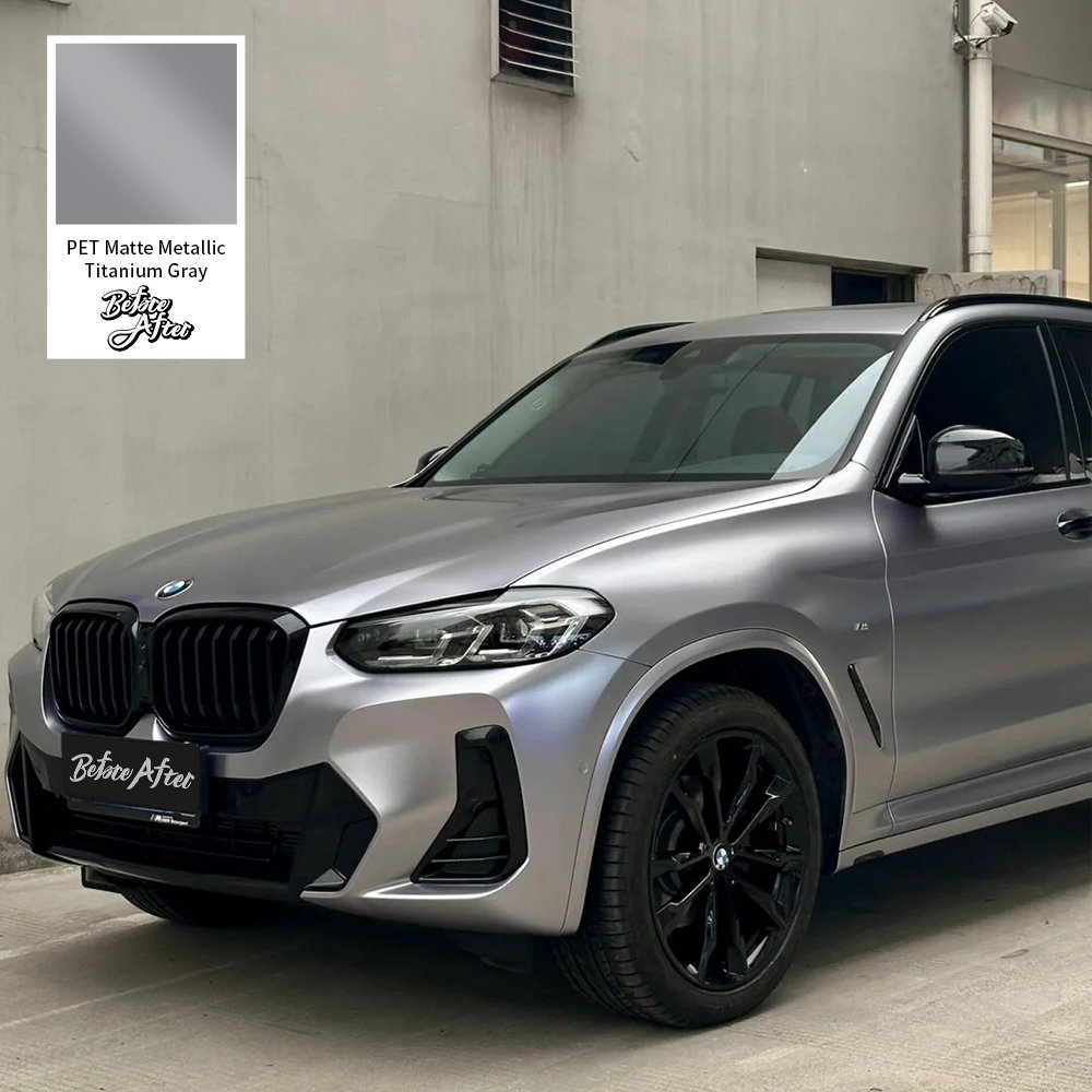 BeforeAfter 1.52*17M Waterproof Car Decorative Film Satin Metallic PET Matte Metallic Titanium Gray Vinyl Wrap Car