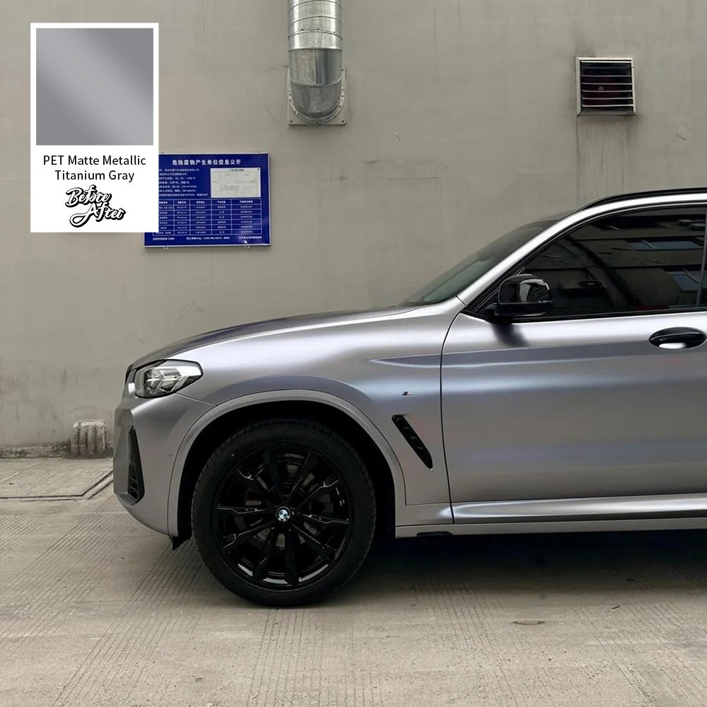 BeforeAfter 1.52*17M Waterproof Car Decorative Film Satin Metallic PET Matte Metallic Titanium Gray Vinyl Wrap Car