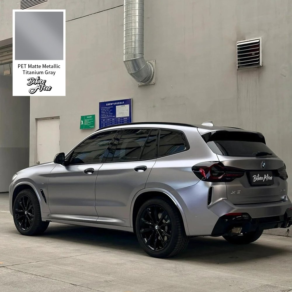 BeforeAfter 1.52*17M Waterproof Car Decorative Film Satin Metallic PET Matte Metallic Titanium Gray Vinyl Wrap Car