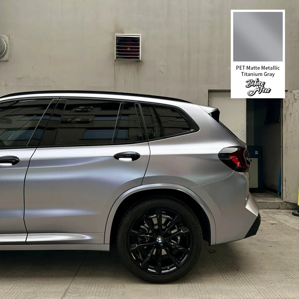 BeforeAfter 1.52*17M Waterproof Car Decorative Film Satin Metallic PET Matte Metallic Titanium Gray Vinyl Wrap Car