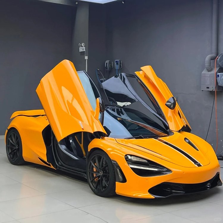 1.52*18m PET Liner Glossy Crystal McLaren Orange Decorative Films Car Vinyl Wrap