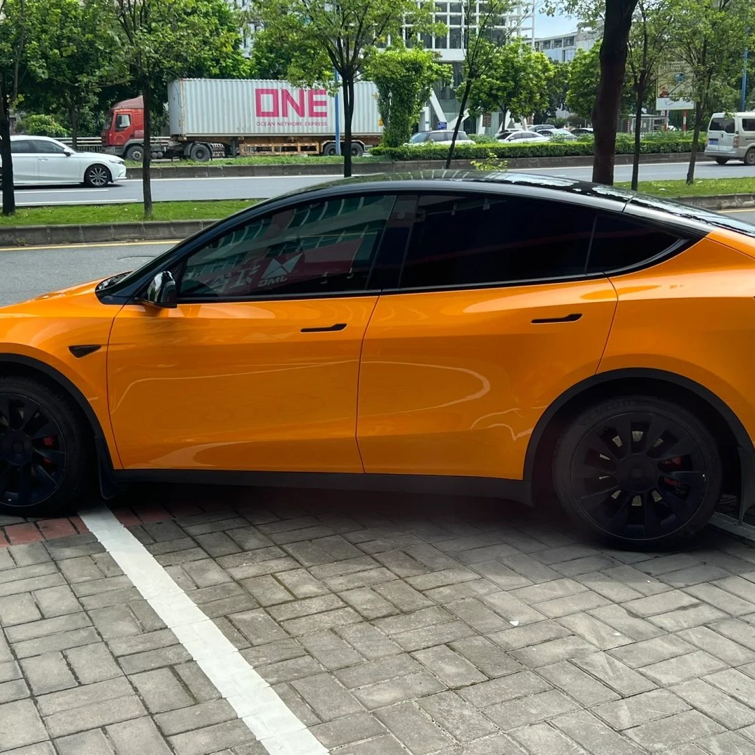 1.52*18m PET Liner Glossy Crystal Mclaren Orange Decorative Films Car Vinyl Wrap