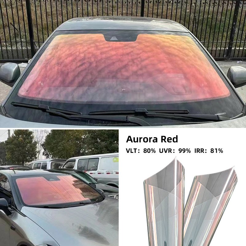 Sunset Red Chameleon Tint PET Window Film With 80% VLT Solar Colored Car Windshield Tint
