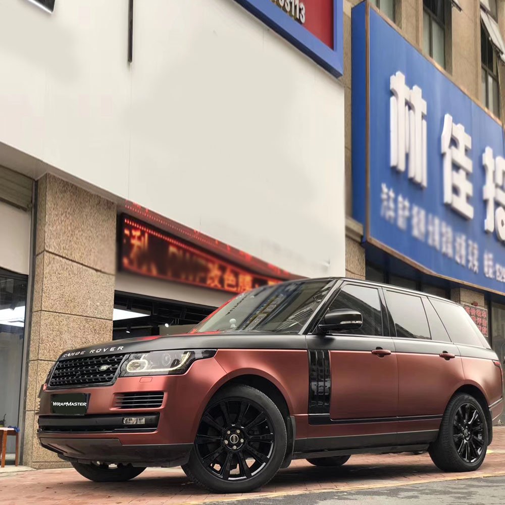 WRAPMASTER 5*56ft Satin Metallic Claret Red vehicle wraps Car film auto vinyl Wrapping film