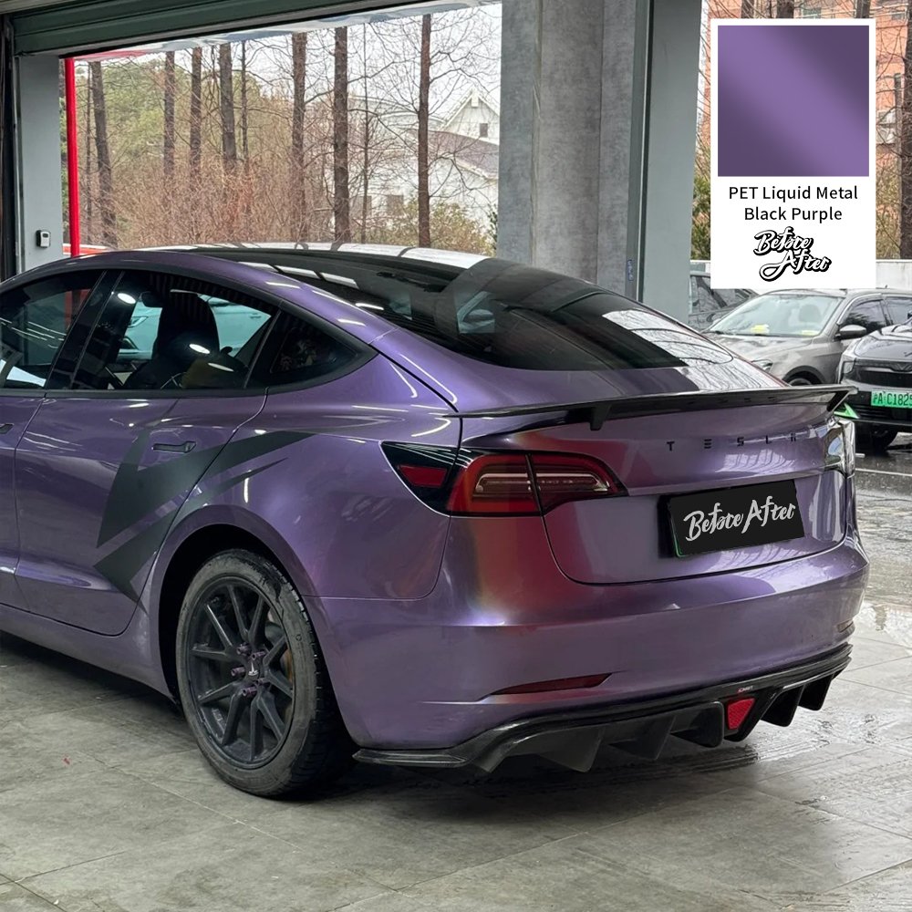 PET Liquid Metal Black Purple car vinyl foil wrapping shiny car color changing paper wrap car decorative films