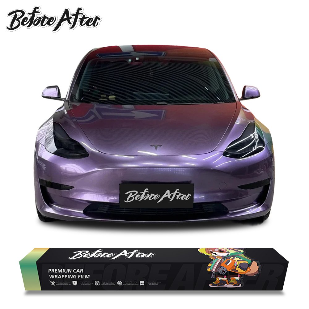 PET Liquid Metal Black Purple car vinyl foil wrapping shiny car color changing paper wrap car decorative films