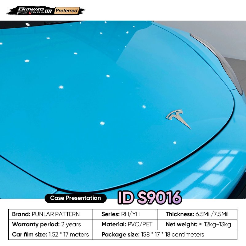 Customizable OEM Blue PET Vinyl Film High-Gloss PVC Film 1.52 Cm Wide Waterproof Color-Changing Film