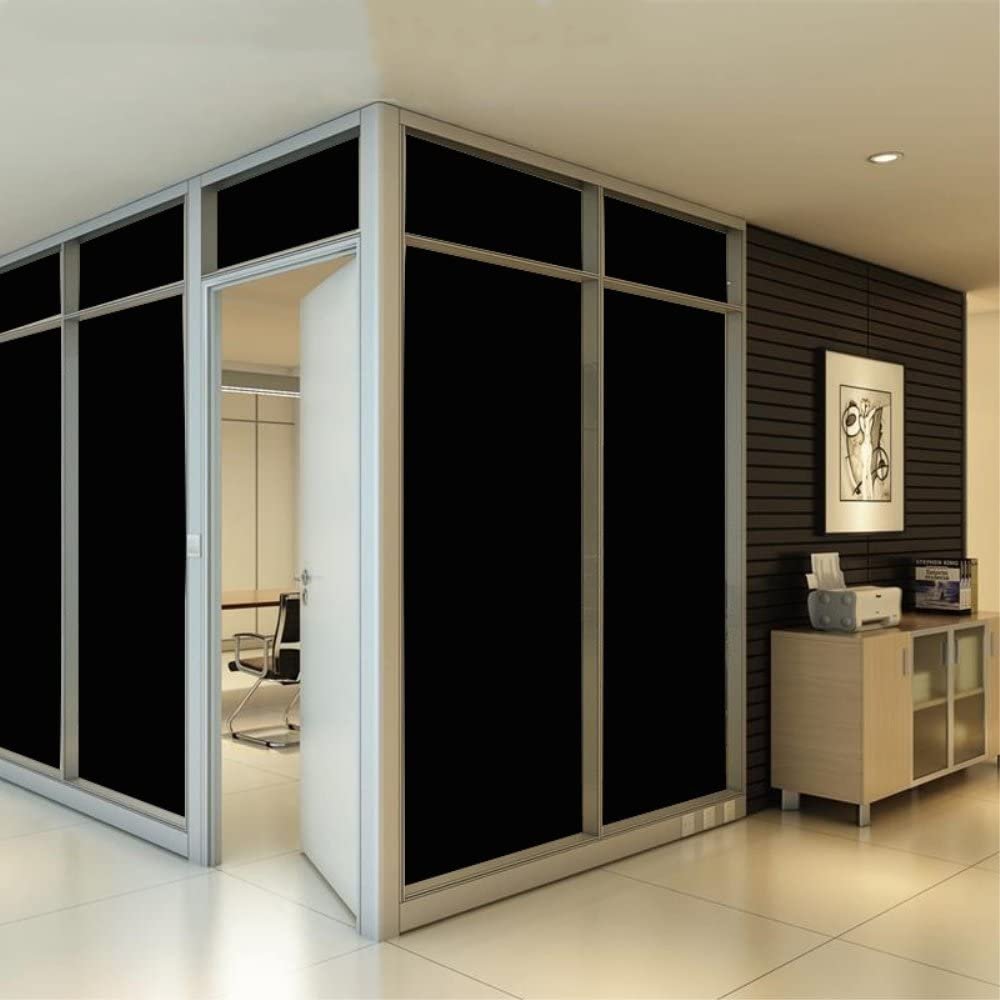 Privacy Room Darkening Window Tint Black Window Cover Static Cling Blackout Window Film
