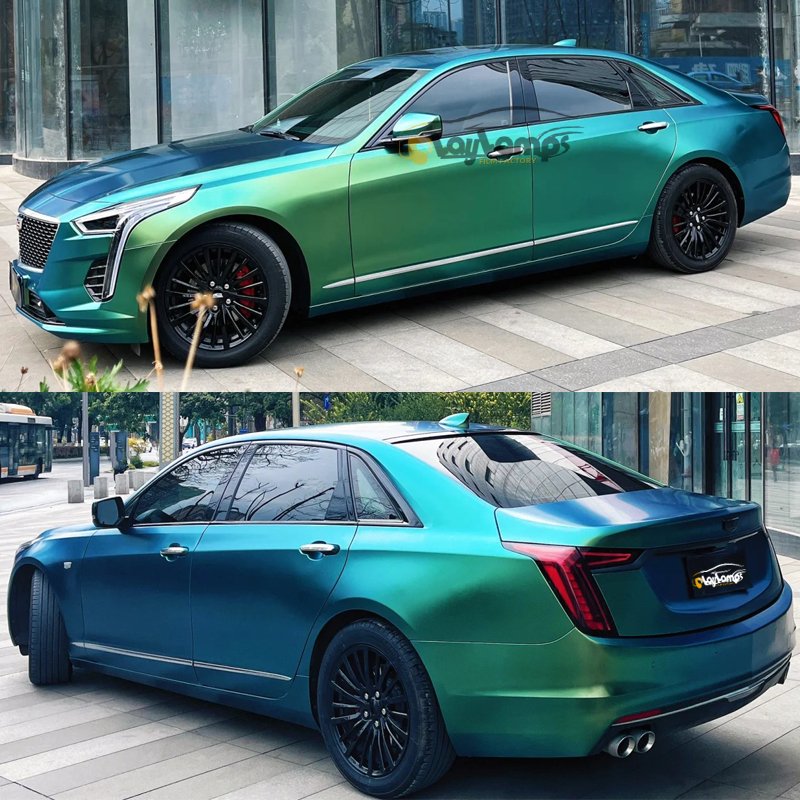1.52*18m Roll PET Matte Early Spring Green Chameleon Car Vinyl Wrap Film Color Change Vinyl Sticker
