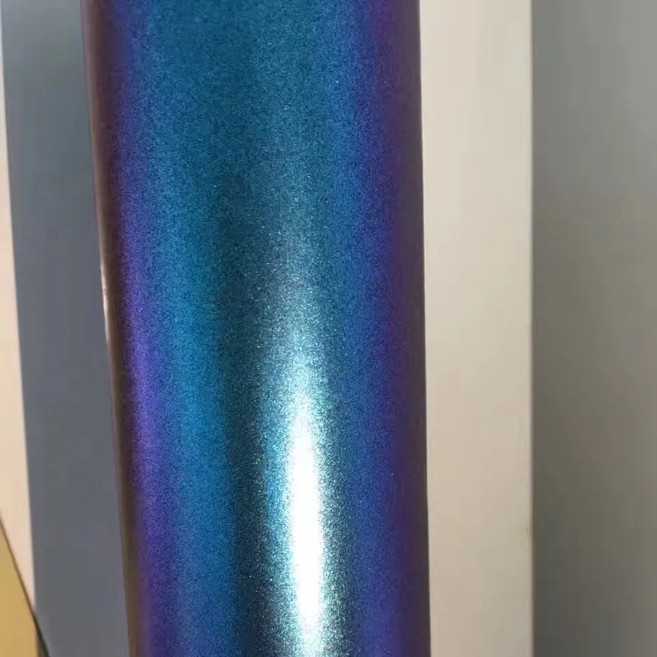 WRAPMASTER 1.52*17m Self Adhesive Glitter Chameleon Gloss Diamond Purple to Blue Car Interior Vinyl Wraps