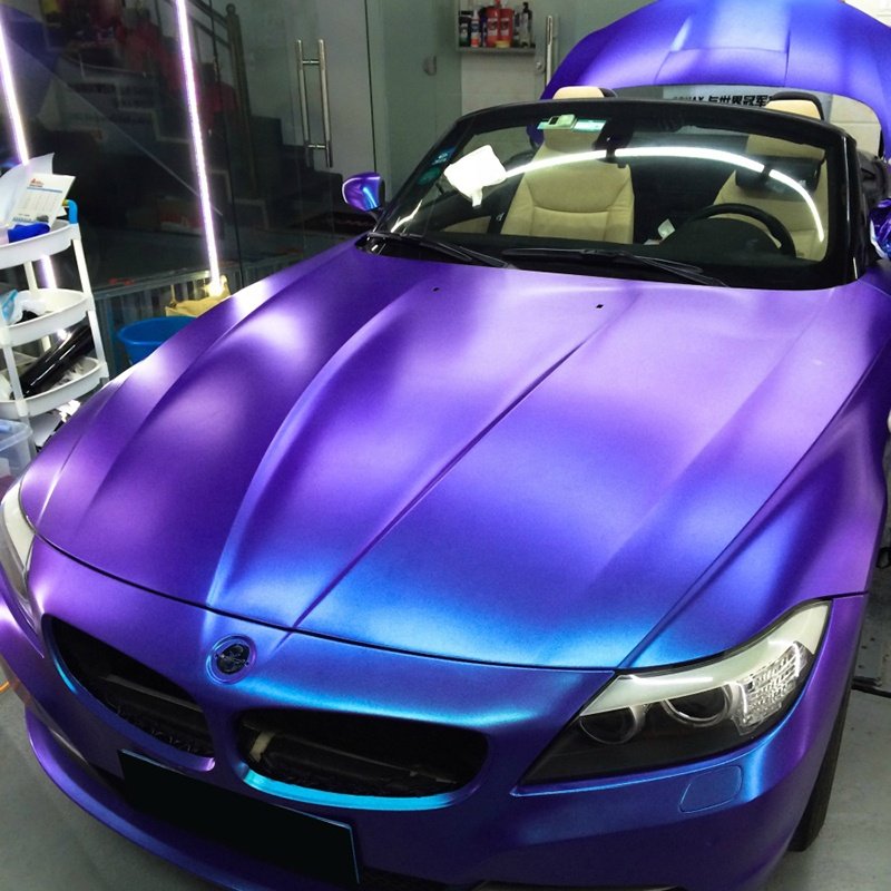 WRAPMASTER 1.52*17m Self Adhesive Glitter Chameleon Gloss Diamond Purple to Blue Car Interior Vinyl Wraps
