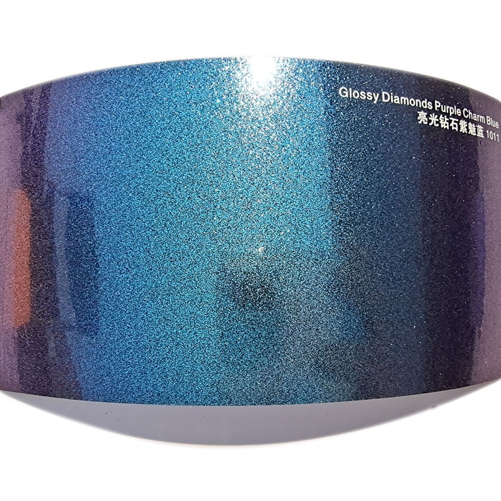 WRAPMASTER 1.52*17m Self Adhesive Glitter Chameleon Gloss Diamond Purple to Blue Car Interior Vinyl Wraps
