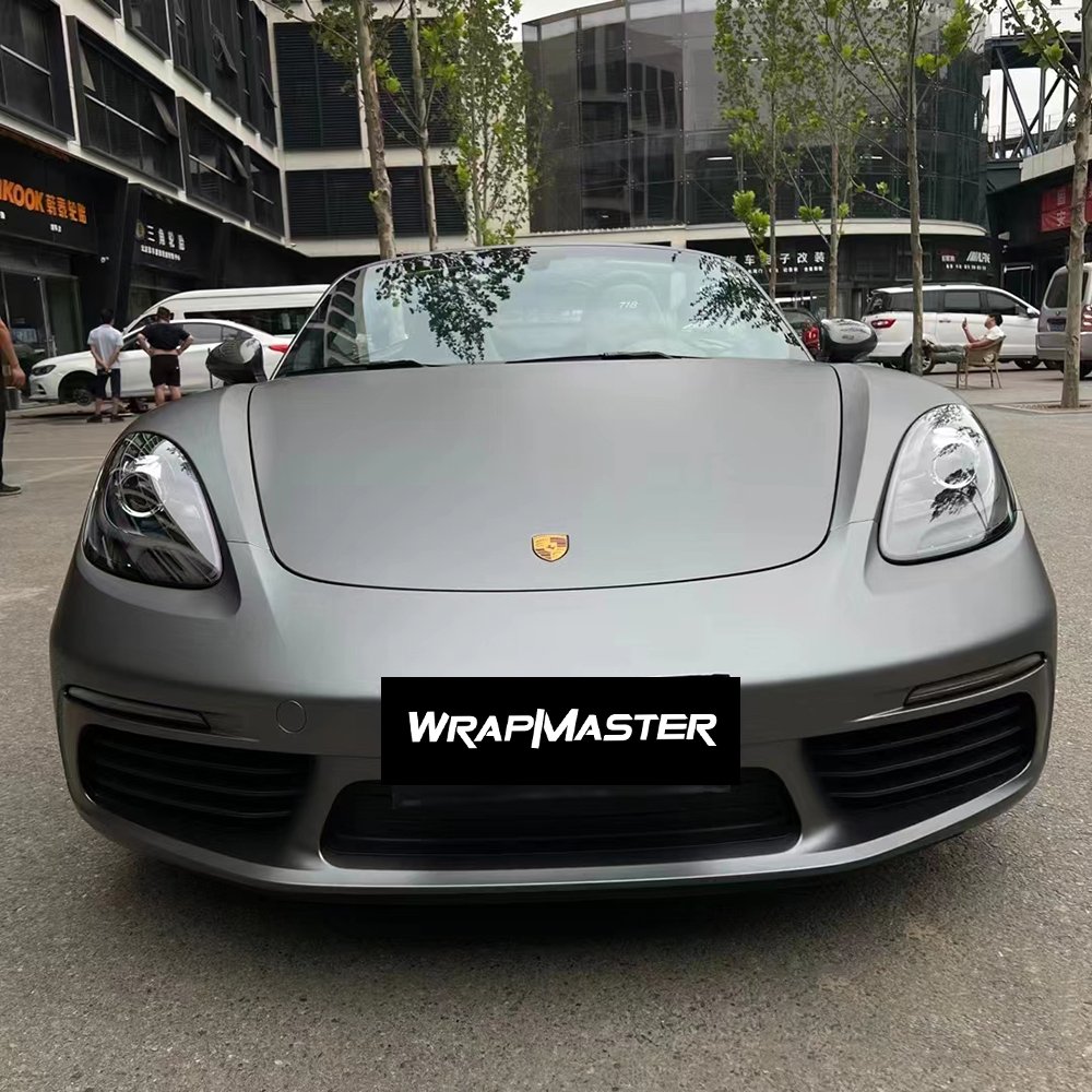 WRAPMASTER PET satin matte Metallic AMG Grey Car Vinyl wrap Paint Protect Film