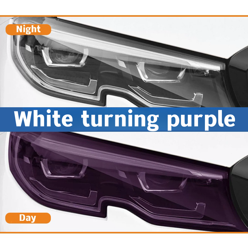 TPU PPF Smart Photochromic Light Control Headlight Protection Film White to Purple or Black UV Proof for Any Car Lamp Decorate