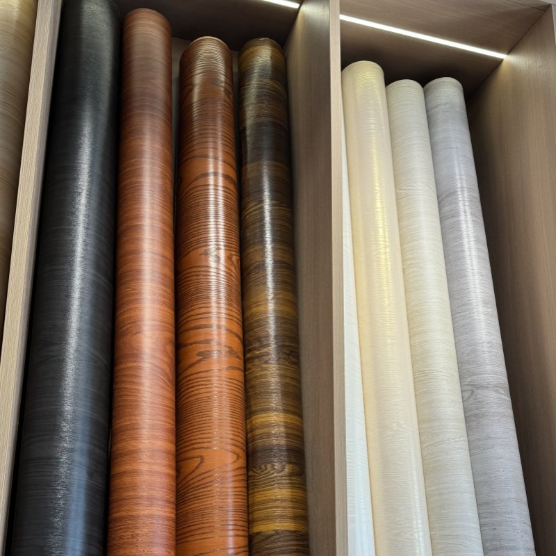 wood grain vinyl-PVC film for wrapping kitchen cabinets counter tops furniture doors and walls