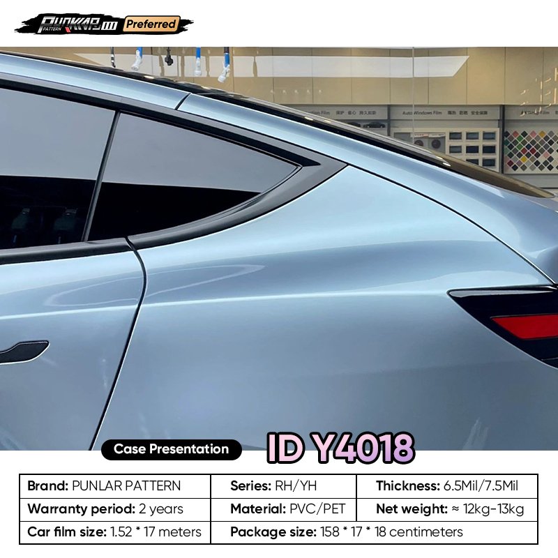 Fluid metal luster Silver Blue Car Wrap Vinyl PET High-Gloss PVC Film 1.52CM Width Car Stickers Waterproof Color-Changing Film