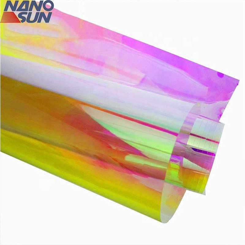 55inchx100ft dichroic decorative film used in vertical applications on surface of interior glass and outside glass wall