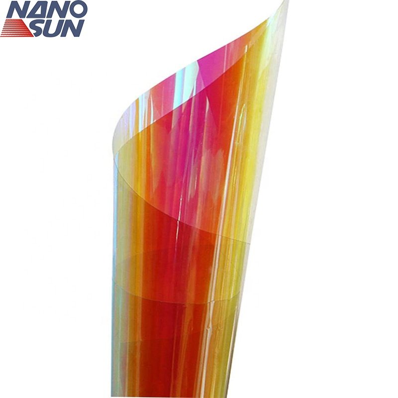 55inchx100ft dichroic decorative film used in vertical applications on surface of interior glass and outside glass wall