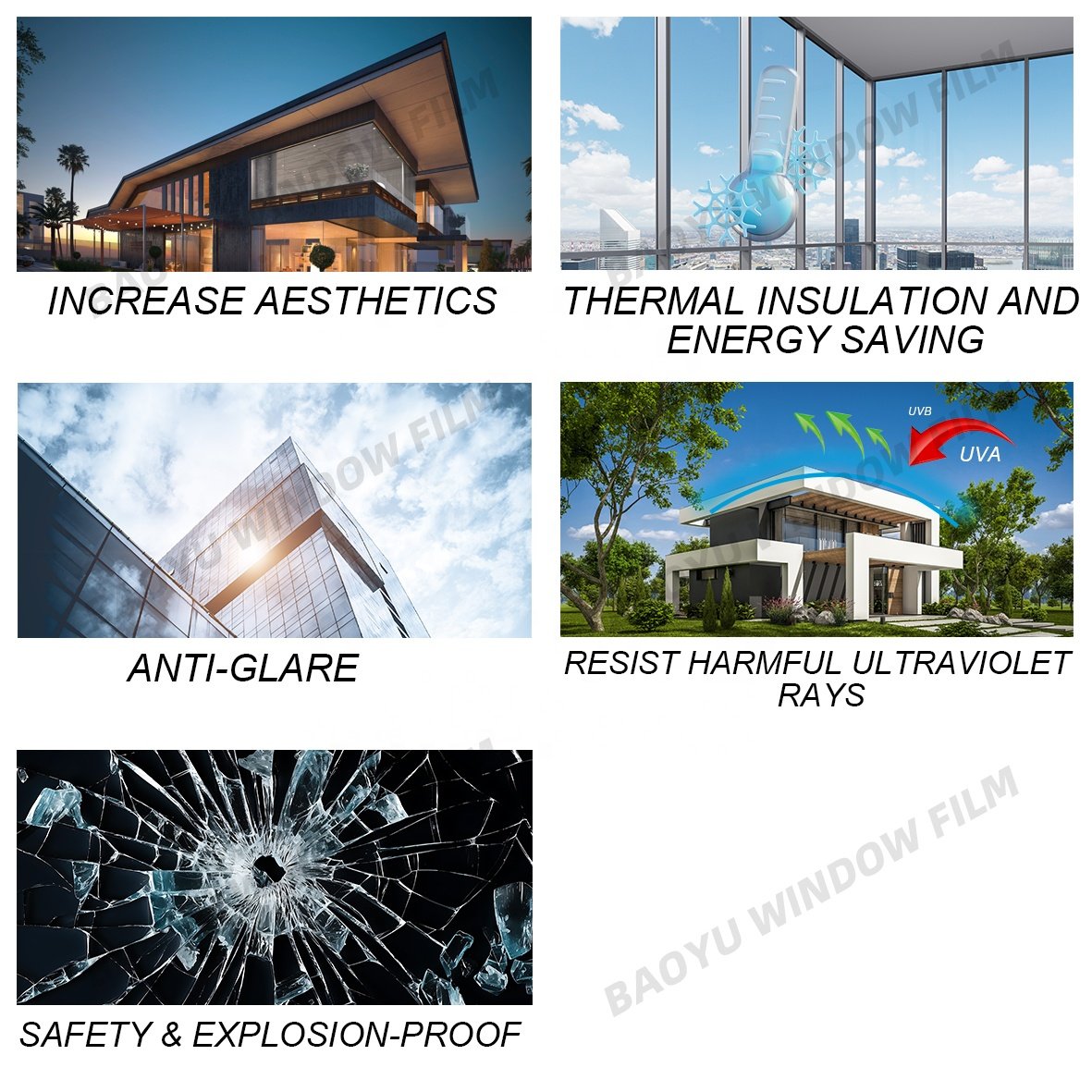 Building Solar Film Protection Heat Insulation Window Tint Film Building Film Block UV Silver