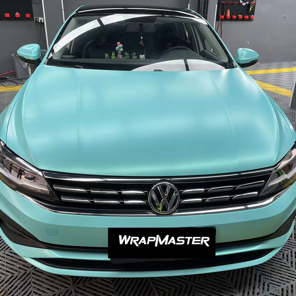 WRAPMASTER 1.52*18m Satin Metallic Tiffan* Blue PVC Car Sticker Vehicle Wrap Vinyl Car Wraps