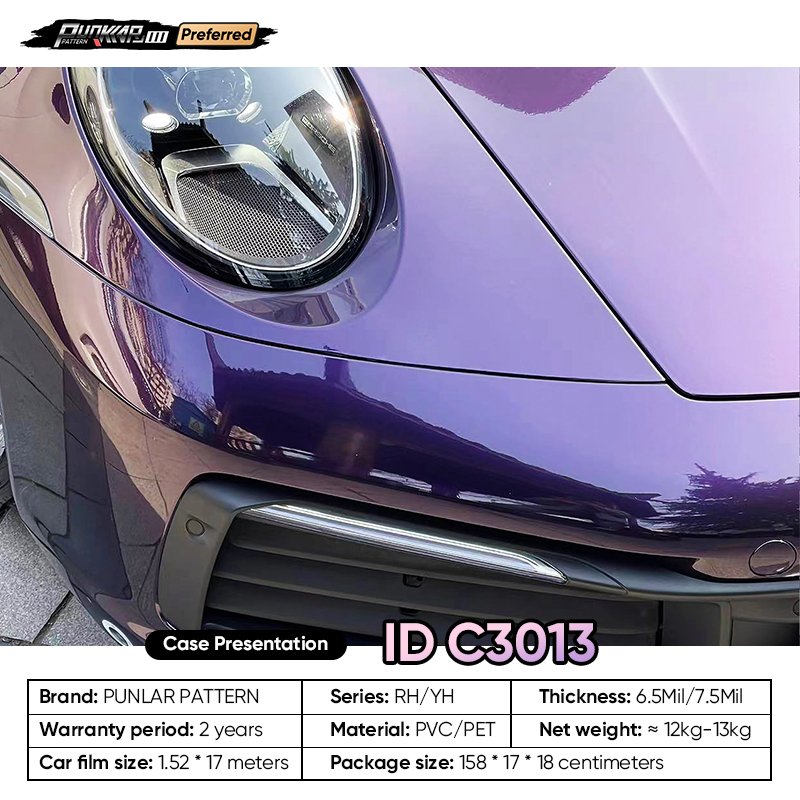 Customizable OEM High Metallic Luster Midnight Purple PET Vinyl Film High-Gloss PVC Film 152 Wide Waterproof Color-Changing Film