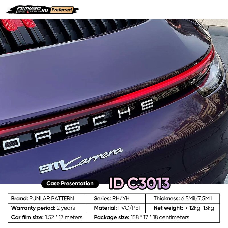 Customizable OEM High Metallic Luster Midnight Purple PET Vinyl Film High-Gloss PVC Film 152 Wide Waterproof Color-Changing Film