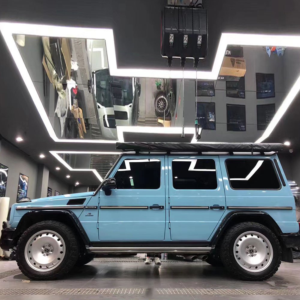 WRAPMASTER 5*59FT Self Adhesive Super Glossy Crystal Light Blue Hood Vinyl Wrap Car Decoration Film Vehicle Vinyl Wrap