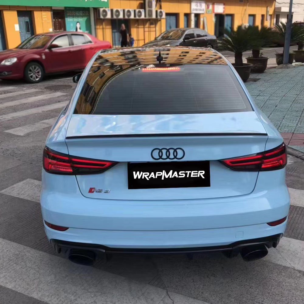 WRAPMASTER 5*59FT Self Adhesive Super Glossy Crystal Light Blue Hood Vinyl Wrap Car Decoration Film Vehicle Vinyl Wrap