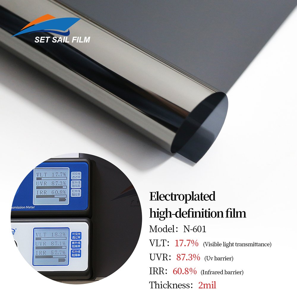 N-601 High Definition Electroplated Automotive Window Film Dyed Tint Film Anti-UV Glass Film For Car Decoration