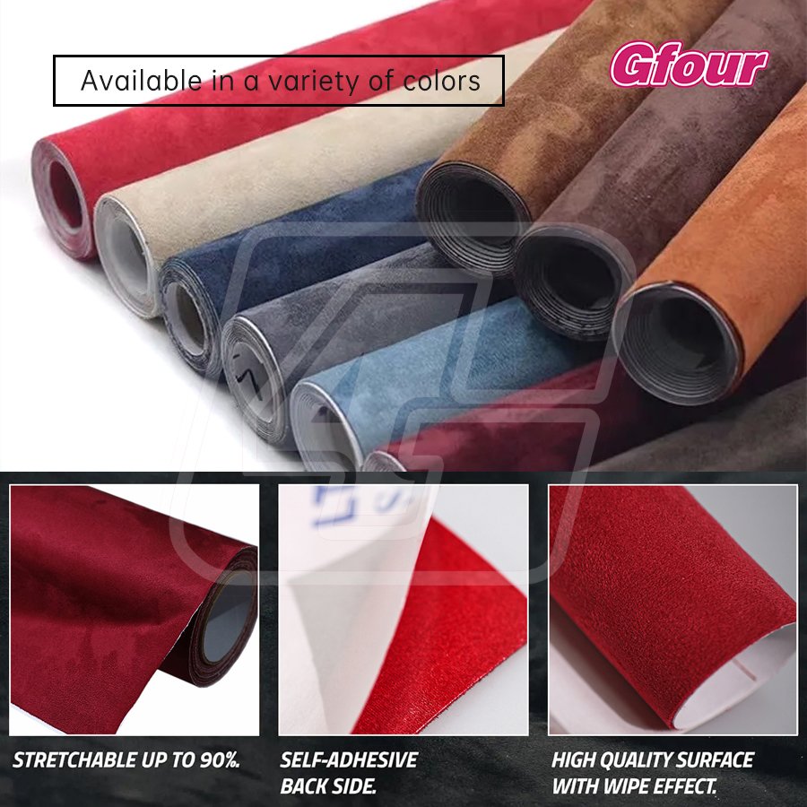 0.4mm Velvet Suede PVC Faux Artificial Upholstery Synthetic Self Adhesive Leather Sticker Roll for Car Interior Repair