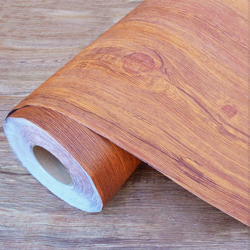 4FT*50M W9 brown embossed wood grain sticky pvc decoration furniture film wall paper decor