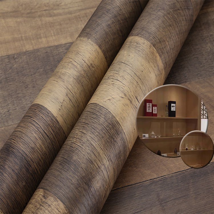 Water Based Glue wood grain self adhesive decorative cold lamination PVC film for restaurant