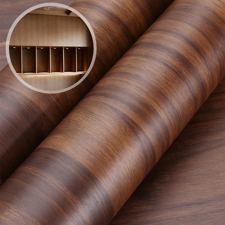 New Dark Wood Color embossing pvc wallpaper Interior Decorative Film PVC Membrane Foil For MDF Cabinet Door