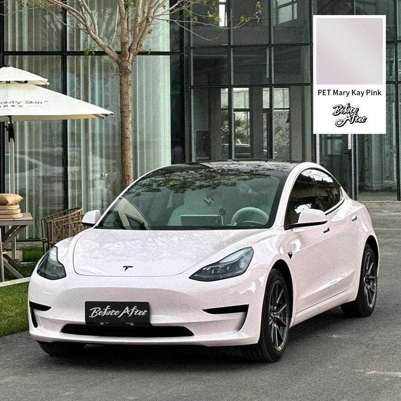 PET liner super glossy pink car vinyl wrap 1.52x17m glossy Mary Kay pink roll color change whiteWrap film