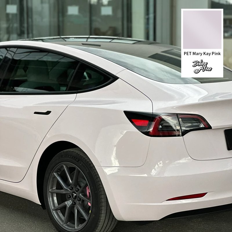 PET liner super glossy pink car vinyl wrap 1.52x17m glossy Mary Kay pink roll color change whiteWrap film