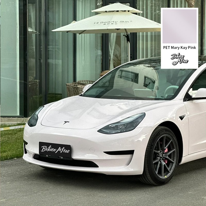 PET liner super glossy pink car vinyl wrap 1.52x17m glossy Mary Kay pink roll color change whiteWrap film