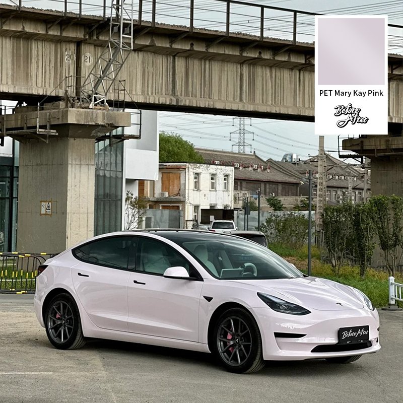 PET liner super glossy pink car vinyl wrap 1.52x17m glossy Mary Kay pink roll color change whiteWrap film