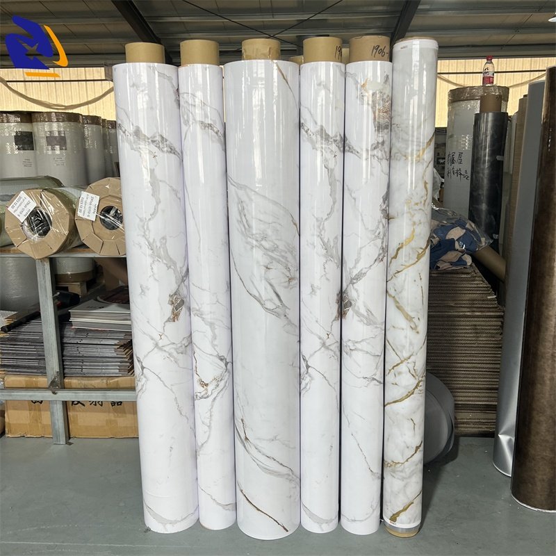 PVC Decorative Films Marble Design For Wrapping Wall Panels Decor PVC Marble Film Laminating PVC Foil For Interior WPC Board use