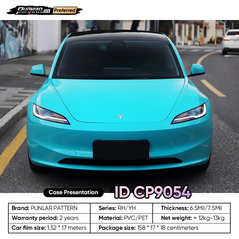 Factory Original Color Blue Car Wrap Vinyl PET High-Gloss PVC Film 1.52CM Car Stickers Waterproof Color-Changing Film