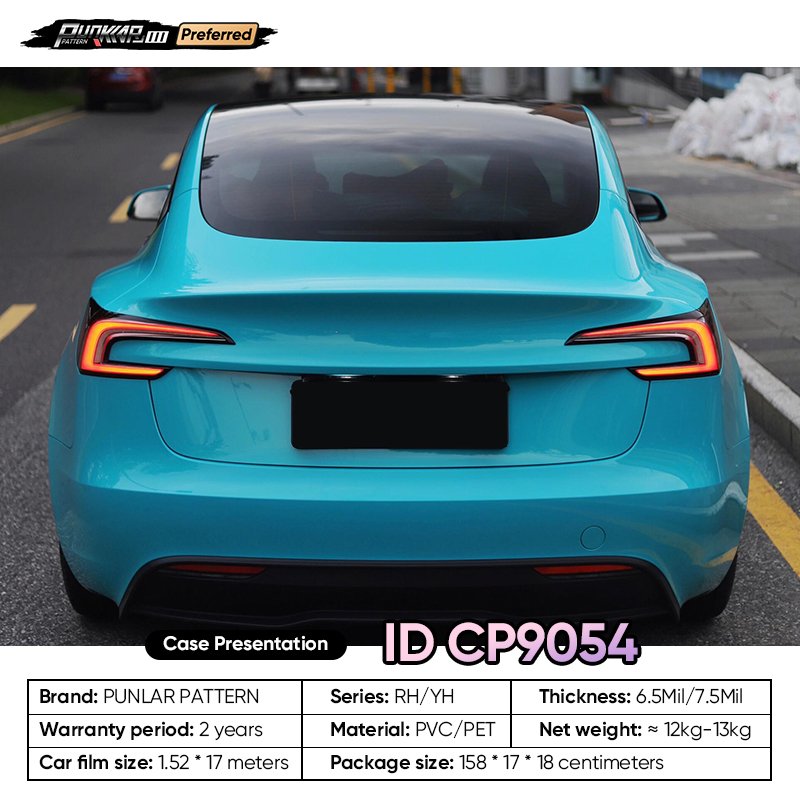 Factory Original Color Blue Car Wrap Vinyl PET High-Gloss PVC Film 1.52CM Car Stickers Waterproof Color-Changing Film