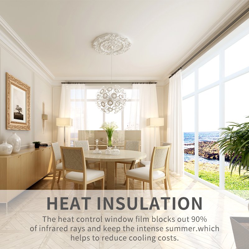 100% Sun Blocking Privacy Protection Glass Window Tint Films Heat Control for Home Kitchen Office