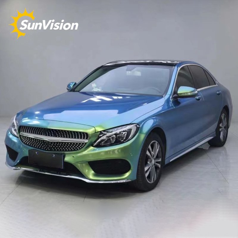 Chameleon Pink Blue White Green Glossy Metallic Car Wrap Vinyl Auto Body Color Change Film Car Wrap Vinyl With Glitter Film