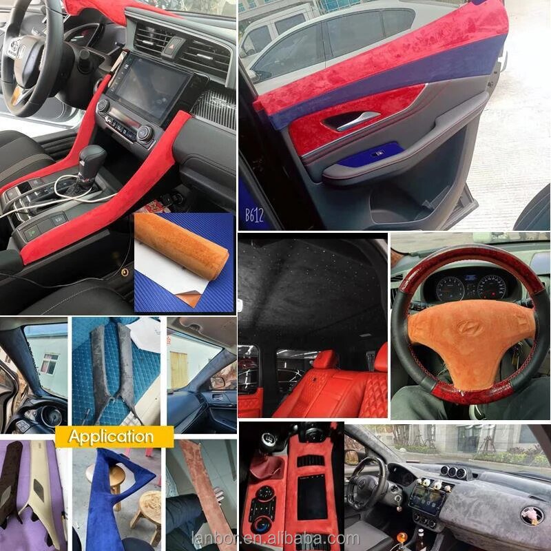 Hot-sale Self Adhesive Car Roof Ceiling Liner Interior Vinyl Wrap Micro Suede Velvet Fabric film