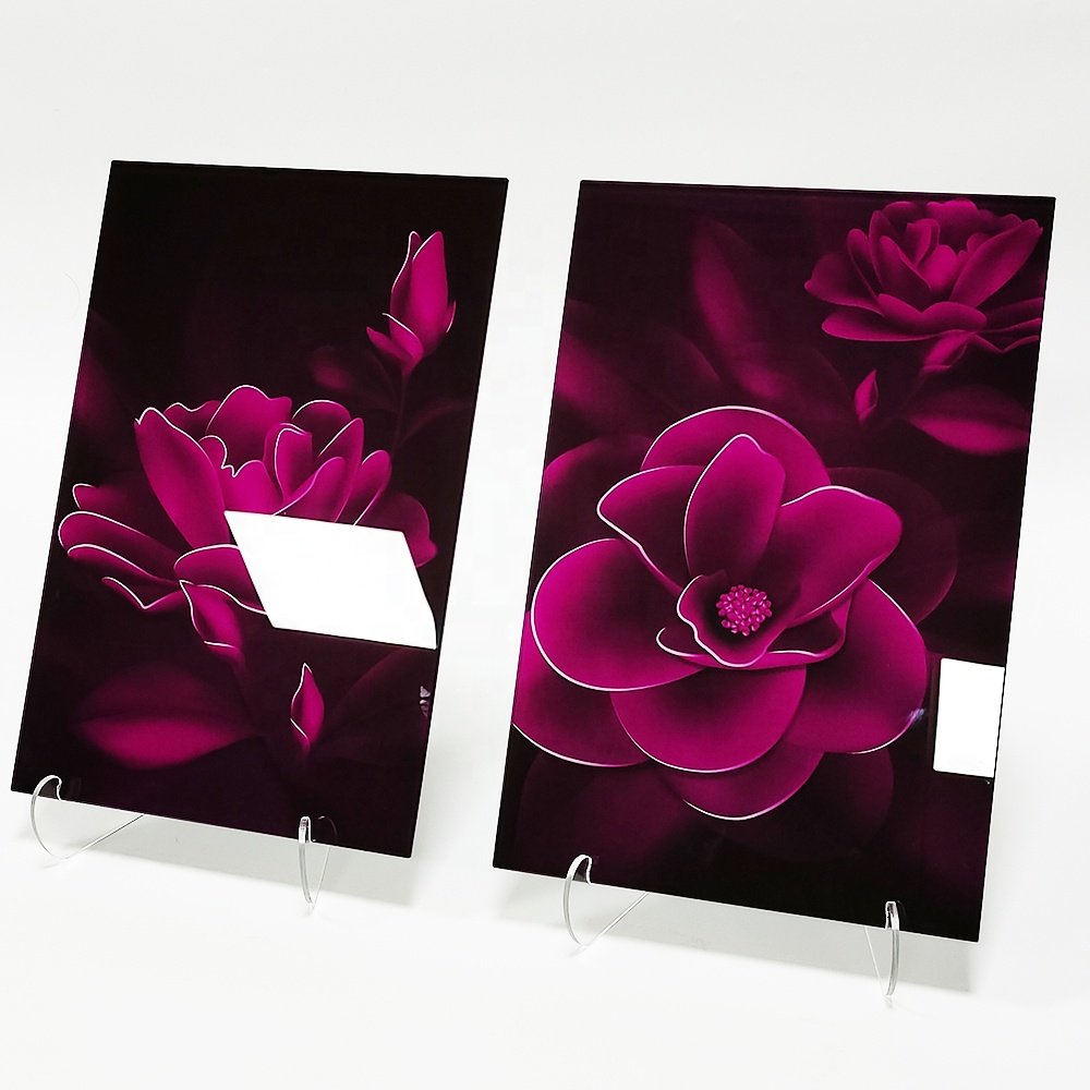 Custom Digital Printed Glass Flower On Tempered Laminated decorative Architectural Glass Home Appliance Print Glass Panel