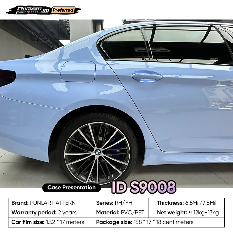 Customizable OEM Blue PET Vinyl Film High-Gloss PVC Film 1.52 Cm Wide Waterproof Color-Changing Film